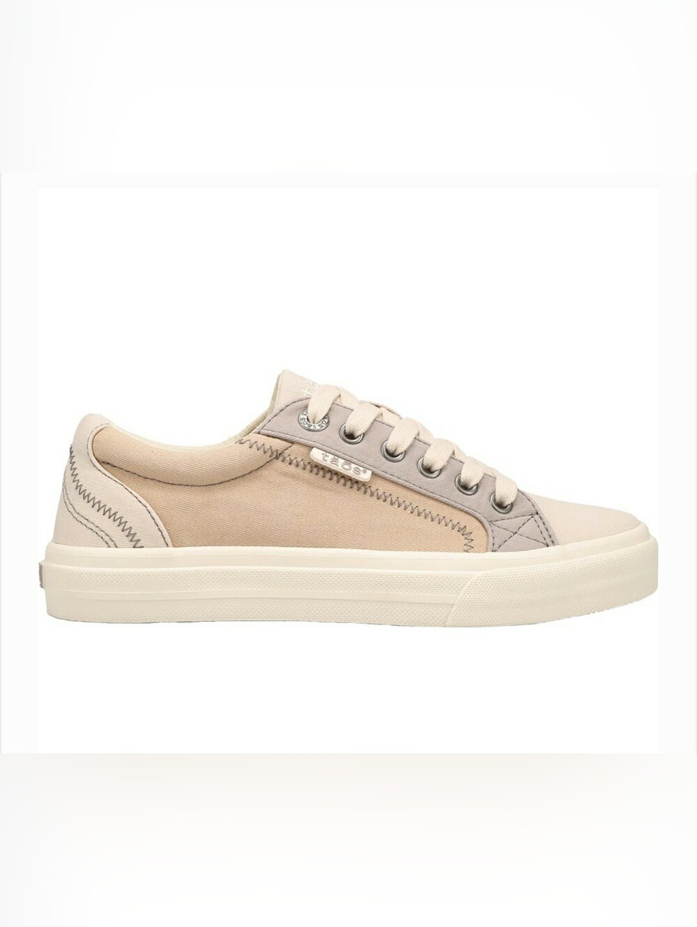 Taos Plim Soul Canvas Lace-up Size 7 Ecru/Tan/Multi EUC